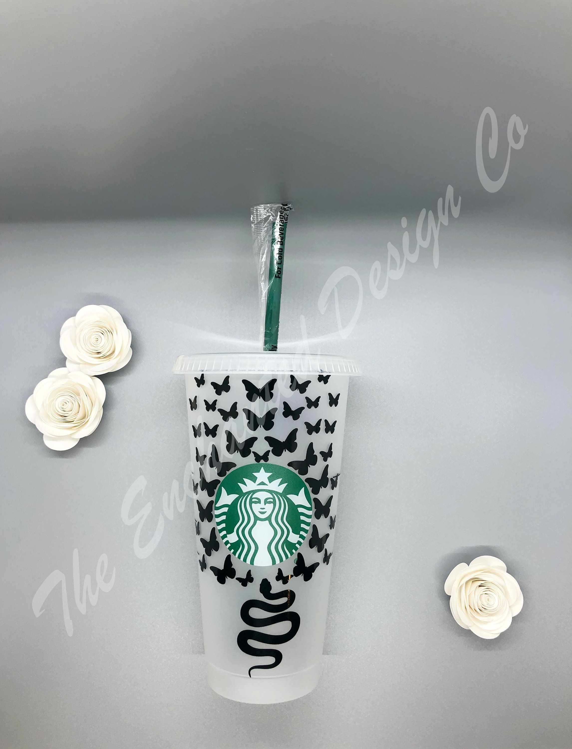 Download Starbucks Cold Cup Snake And Butterflies Svg Instant Etsy In 2021 Starbucks Cold Cup Starbucks Cups Personalized Butterfly Starbucks Cup Art