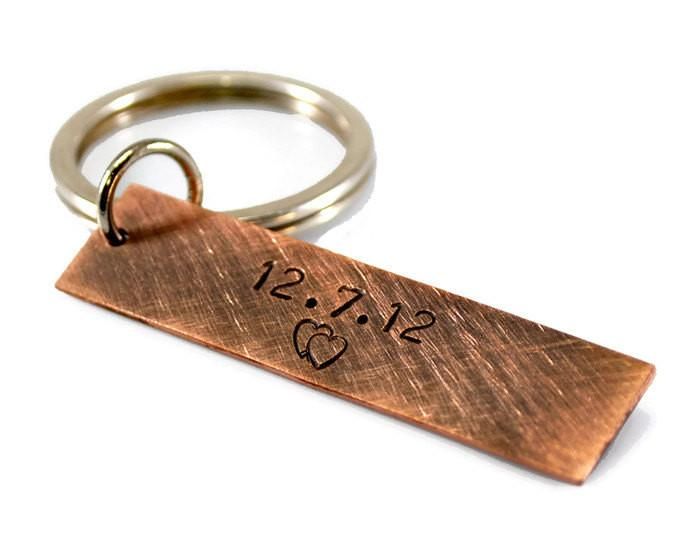 personalized custom copper tag keychain date keychain copper dog tag keychain personaliz personalized hand stamped jewelry hand stamped keychain copper tags