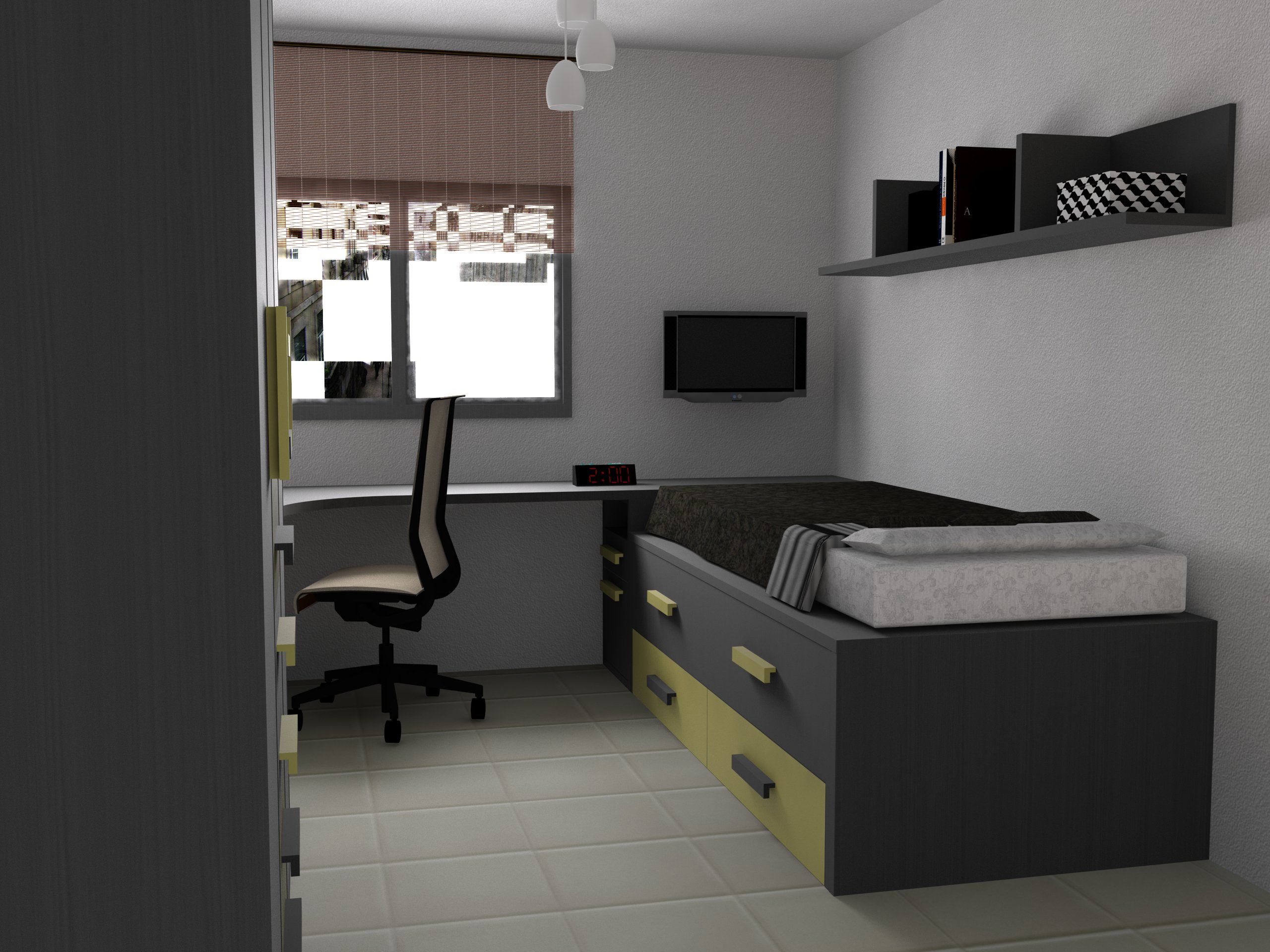 Diseño 3D para unos clientes de una habitación juvenil-junior completa