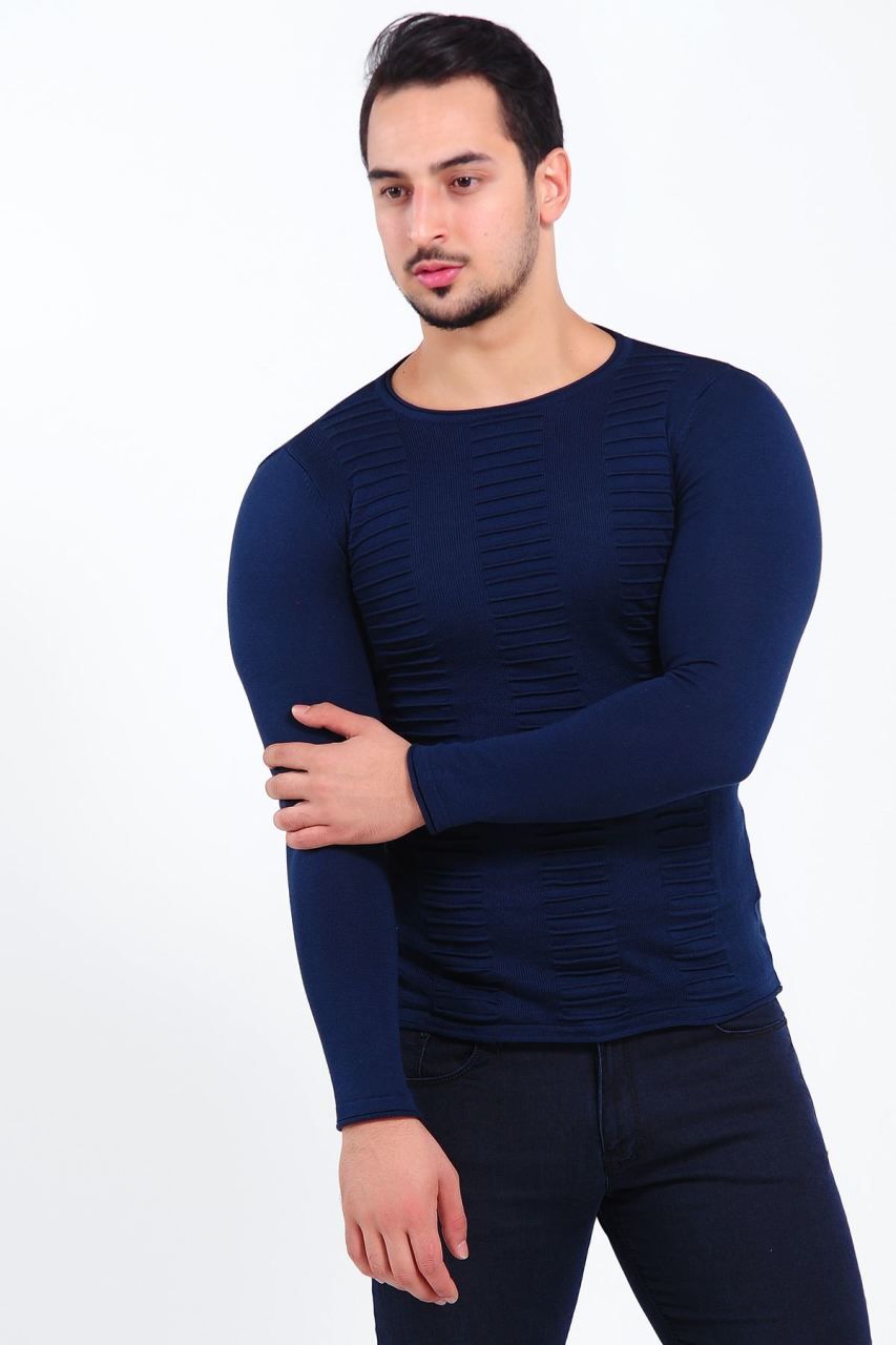 Tirtik Cizgi Desen Lacivert Triko Giyim Indirim Kampanya Bayan Erkek Bluz Gomlek Trenckot Hirka Etek Yelek Mont Kase Kaban Elbi Triko Moda Mont