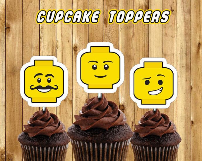 Printable Lego Inspired Cupcake Toppers Download Print Lego Cupcake 