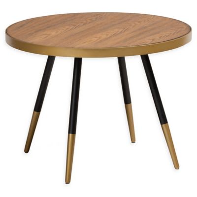 Baxton Studio Ness 24 Round Coffee Table In Walnut Black Round