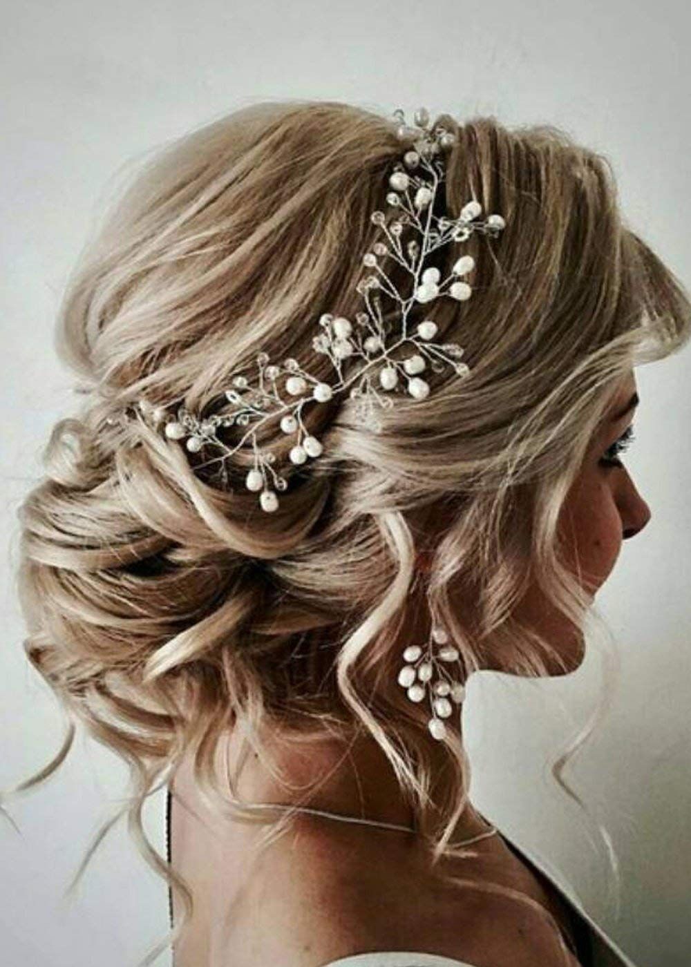 Fxmimior Bridal Rose Gold Leaf Headband Earrings Set Wedding Hair