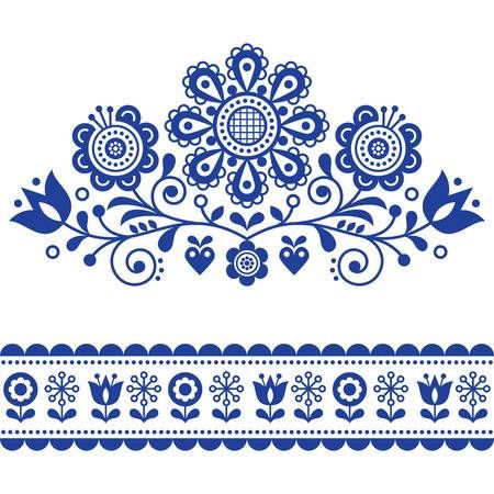 Scandinavian vector folk art pattern with flowers, traditional floral frame or border design. Redwork Embroidery, Learn Embroidery, Embroidery Patterns Free, Embroidery Designs, Beginner Embroidery, Embroidery Tattoo, Indian Embroidery, Modern Embroidery, Flower Embroidery