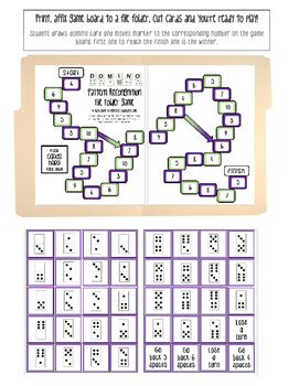 Subitizing Domino Pattern Recognition File Folder Math Game