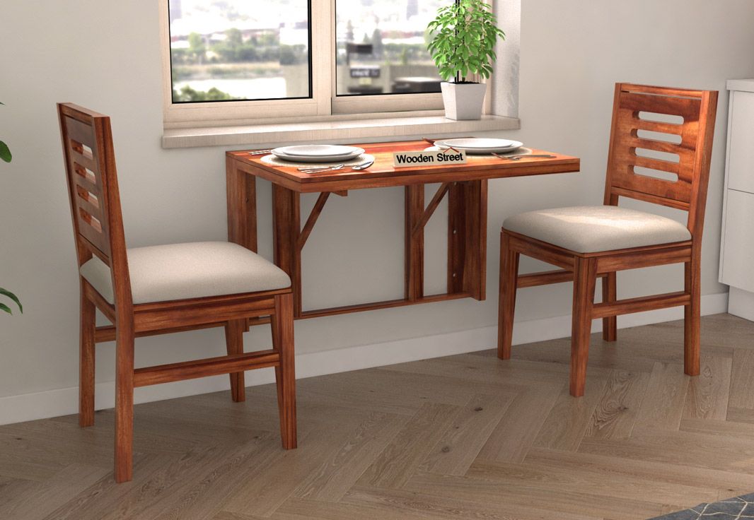 Buy Benz Wall Mount 2 Seater Foldable Dining Set Honey Finish Online buy-benz-wall-mount-2-seater-foldable-dining-set-honey-finish-online