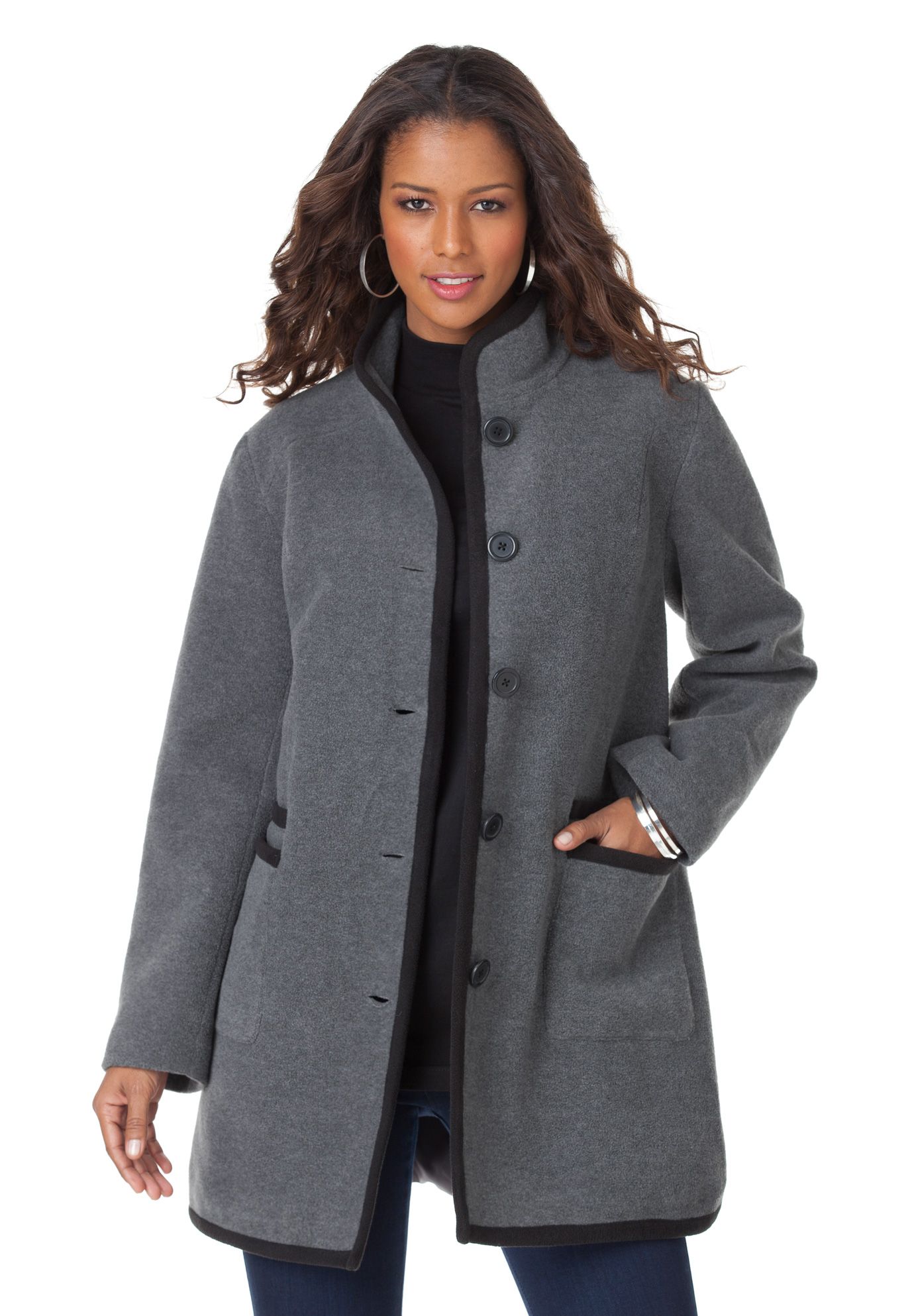flatter yourself in roamans plus size piping detail coat this roamans plus size coats