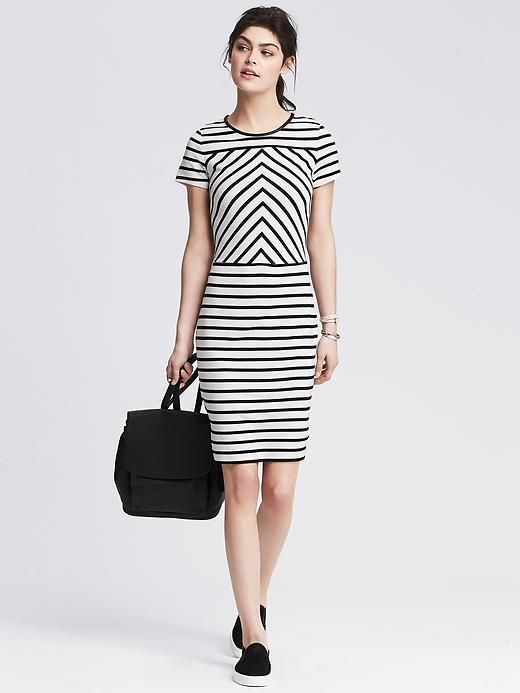Banana Republic Mixed Stripe Ponte Sheath Banana Republic Mixed Stripe Ponte Sheath
