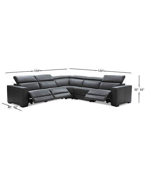 Furniture Nevio 5-pc Leather | L shaped sectional sofa, Power reclining
