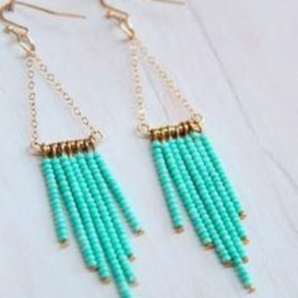 Free People Turquoise Beaded Dangle Earrings Chain Earrings Earrings free-people-turquoise-beaded-dangle-earrings-chain-earrings-earrings
