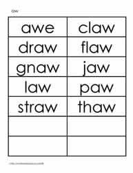 aw Spelling List