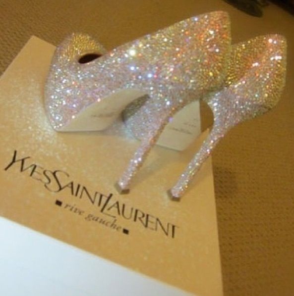 Cinderella Shoes They Re Real Beauty Fashion Pinterest There Are 12 Tips To These Shoes Ysl Platform Talon Yves Saint Lau White Luxe Luxury Glitter Sparkle Heels Laue High