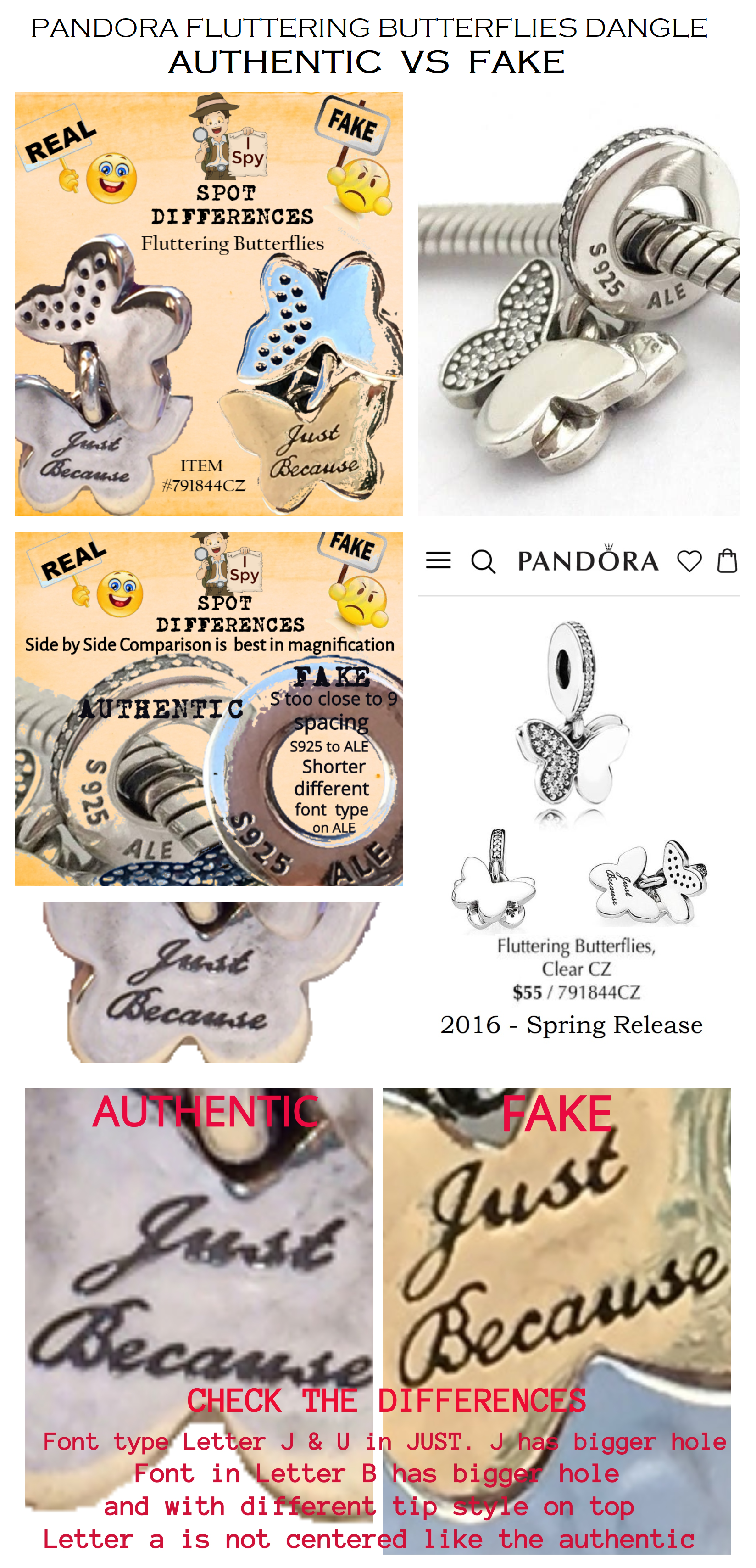 Pandora Comparison Authentic VS Fake