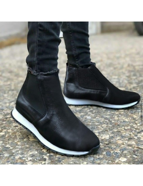 Bagciksiz Kalin Taban Erkek Klasik Spor Ayakkabi Boots Black Ankle Boots Ankle Boots