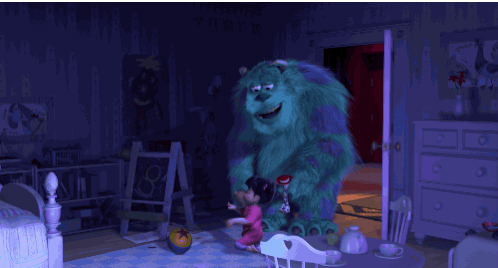 Image result for monsters inc boo room gif