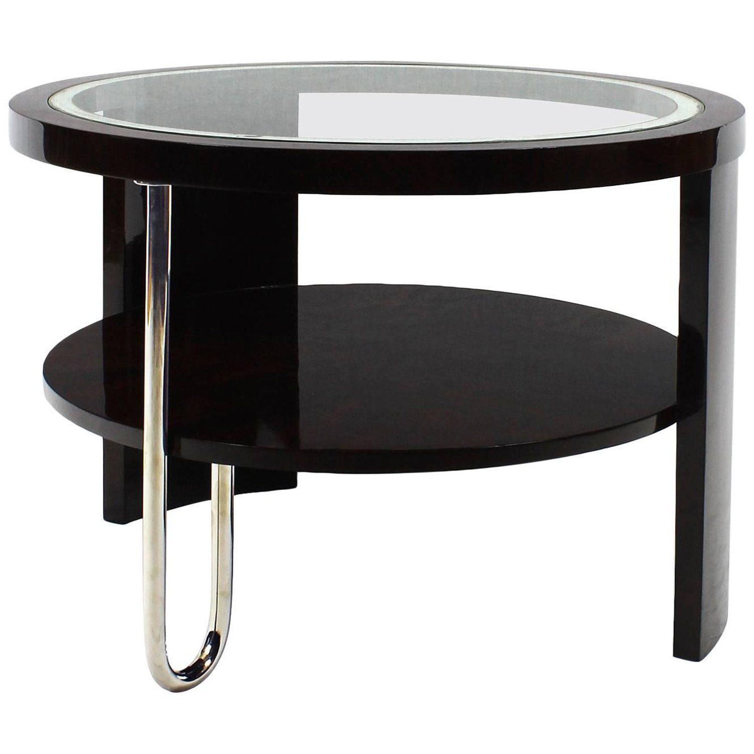 1930s Art Deco Tripod Side Table Dark Rosewood Chrome Glass Marquetry Italy Art Deco Art Deco Furniture Modern Furniture