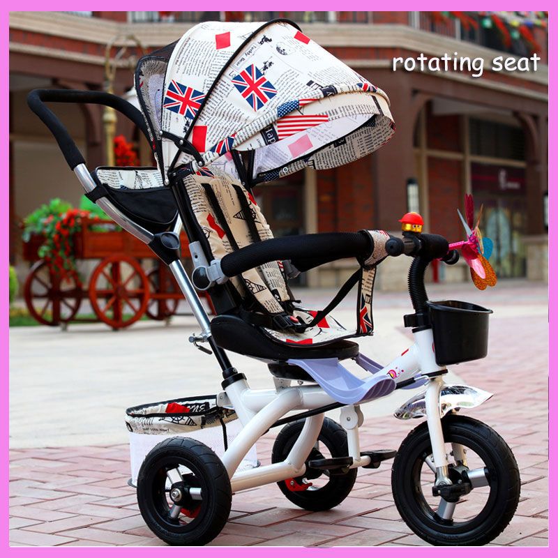 4 En 1 Moto Triciclo Niño Plegable De Tres Ruedas Triciclo Bicicleta Cochecito de Bebé Cesta Asiento Giratorio Desmontabl… | Child tricycle, Tricycle bike, Stroller