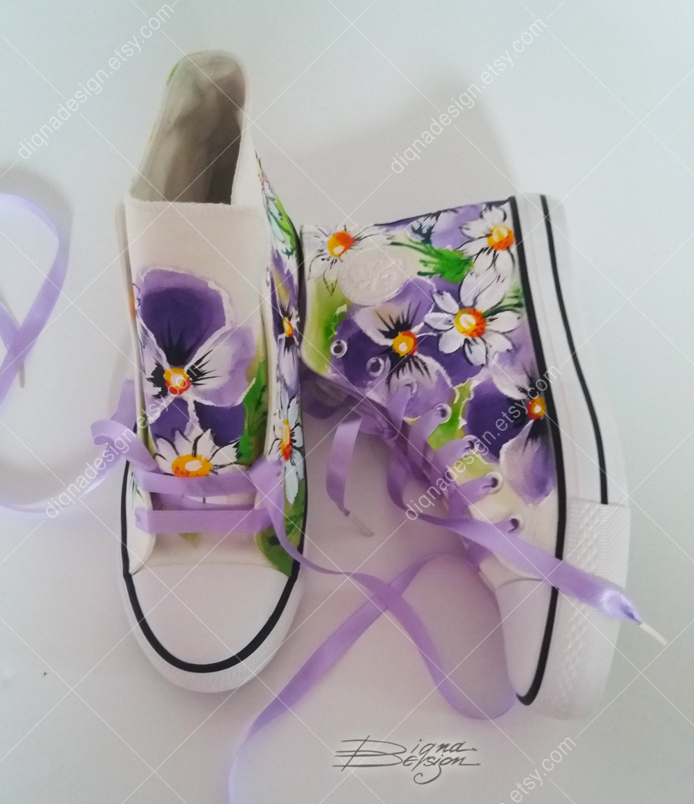 flowers painted on shoes