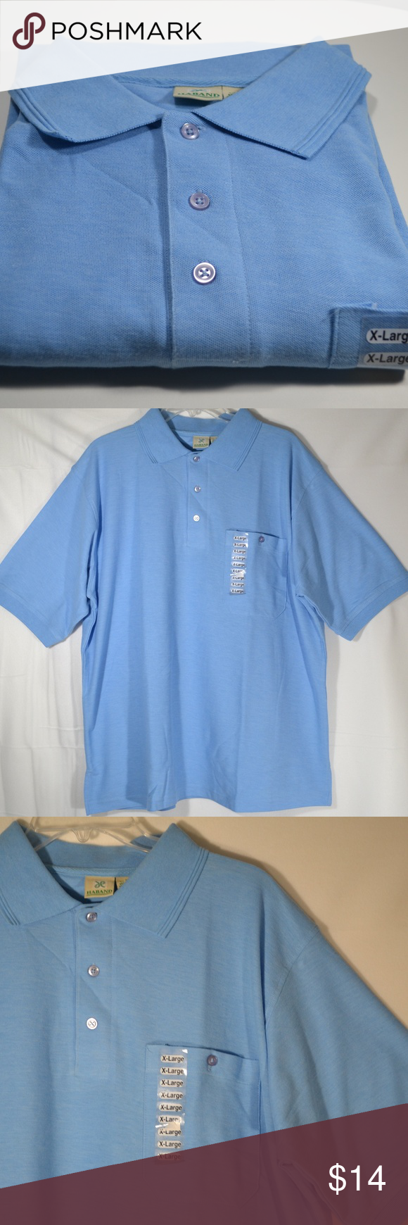 Download HABAND Short Sleeve Golf Pique Polo Shirt NWOT NWT | Pique ...