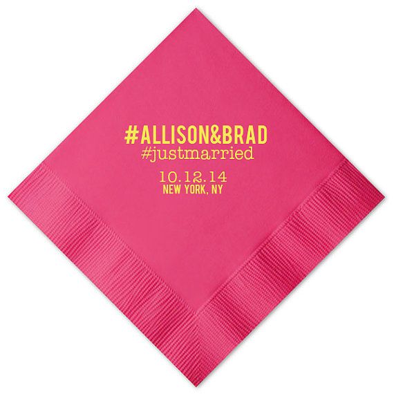 Hashtag Beverage Napkins Foil Stamped Personalized Hashtags Hashtag Beverage Napkins Foil Stamped Personalized Hashtags Tail Napkin Wedding Favors Bridal Shower Rehearsal Anniversary Custom