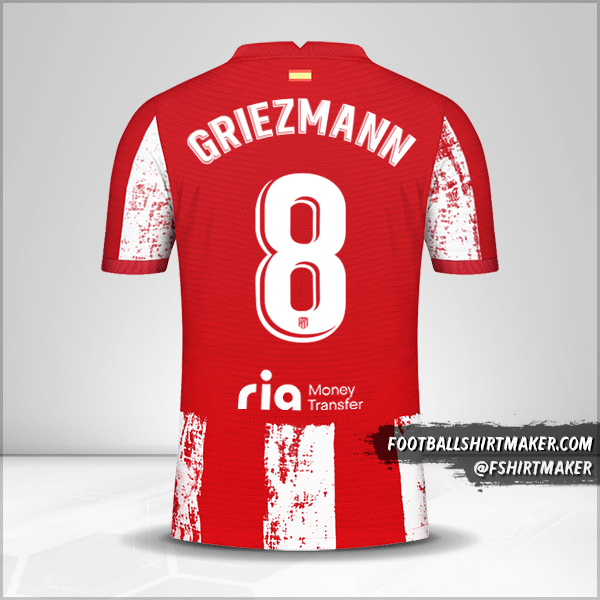Atletico Madrid 2021/2022 Shirt. Create with your name and number.