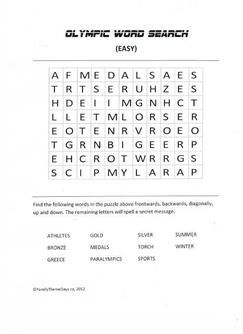 easy olympics word search free printable words