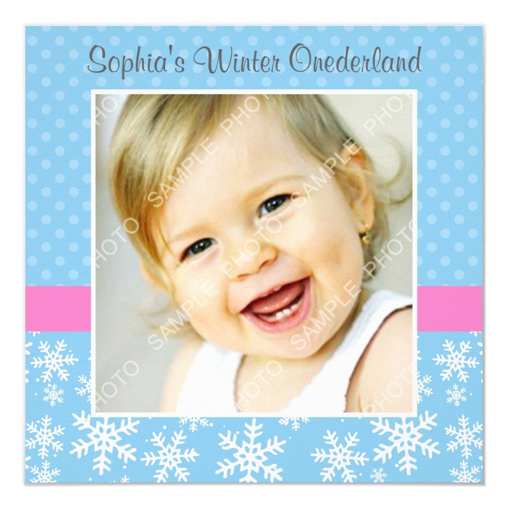 An trendy pink and blue snowflake winter onederland birthday party invitation. Makes a great invite for a winter wonderland 1st birthday party. Easily add your own photo and personalize with your information. To resize and position your photo, click on the "CUSTOMIZE IT" button. Winter Birthday Themes, Winter Wonderland Birthday Party, Owl Birthday Parties, Onederland Birthday Party, Winter Onederland Birthday, 1st Birthday Girls, Birthday Ideas, January Birthday, Happy Birthday