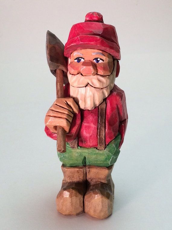 Hand Carved And Painted Lumberjack Santa Character Unique Etsy Wood Carving Faces Carving Santa Carving