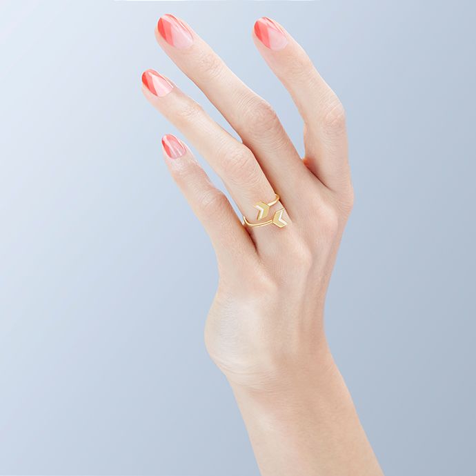 chevron ring in gold vermeil with enamel $60 Coral Chevron, Chevron Arrows, Chevron Nails, Chevron Ring, Whimsical Jewelry, Triangle Ring, Friendship Rings, Pink Ring, Gold Ring