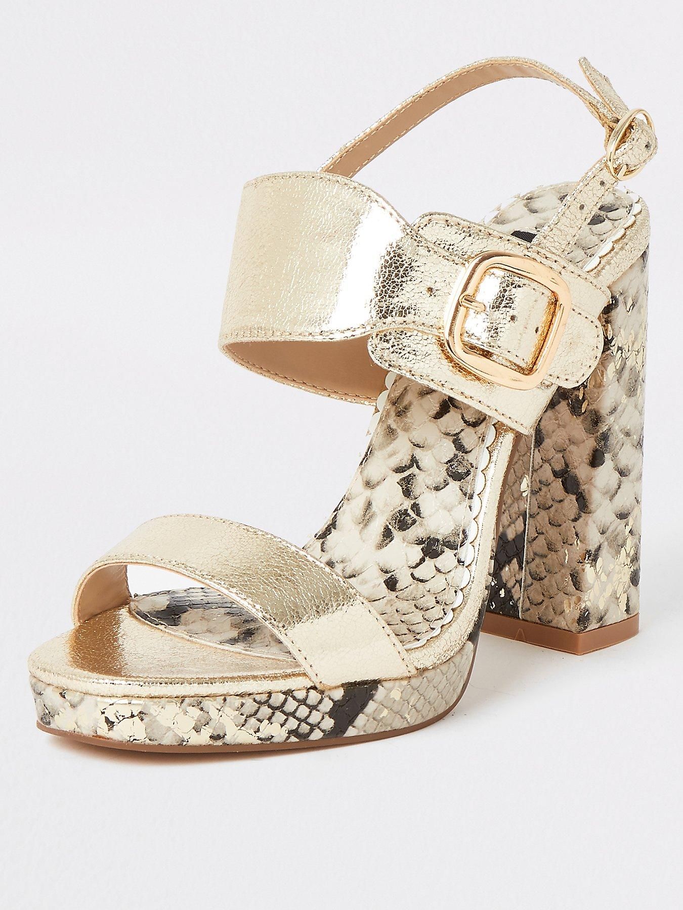 River Island Gold Jewelled Block Heel Sandals Gold Block Heel Sandals Block Heels Sandal Gold Block Heels