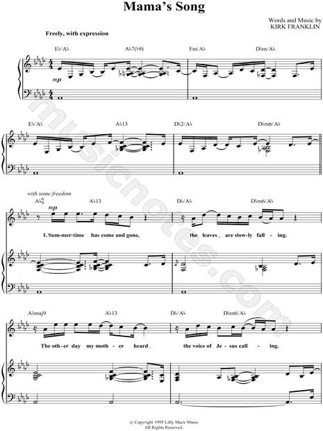 Print and download Mama's Song sheet music by Kirk
