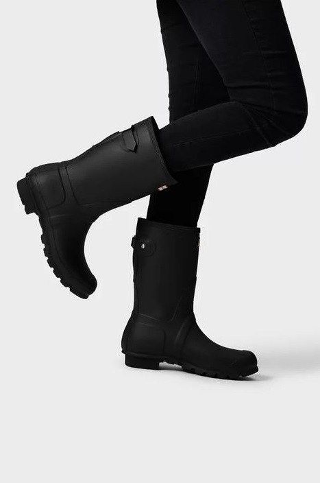 Wide Calf Black Hunter Rain Boots for Women - | Wide calf rain boots, Short hunter boots outfit