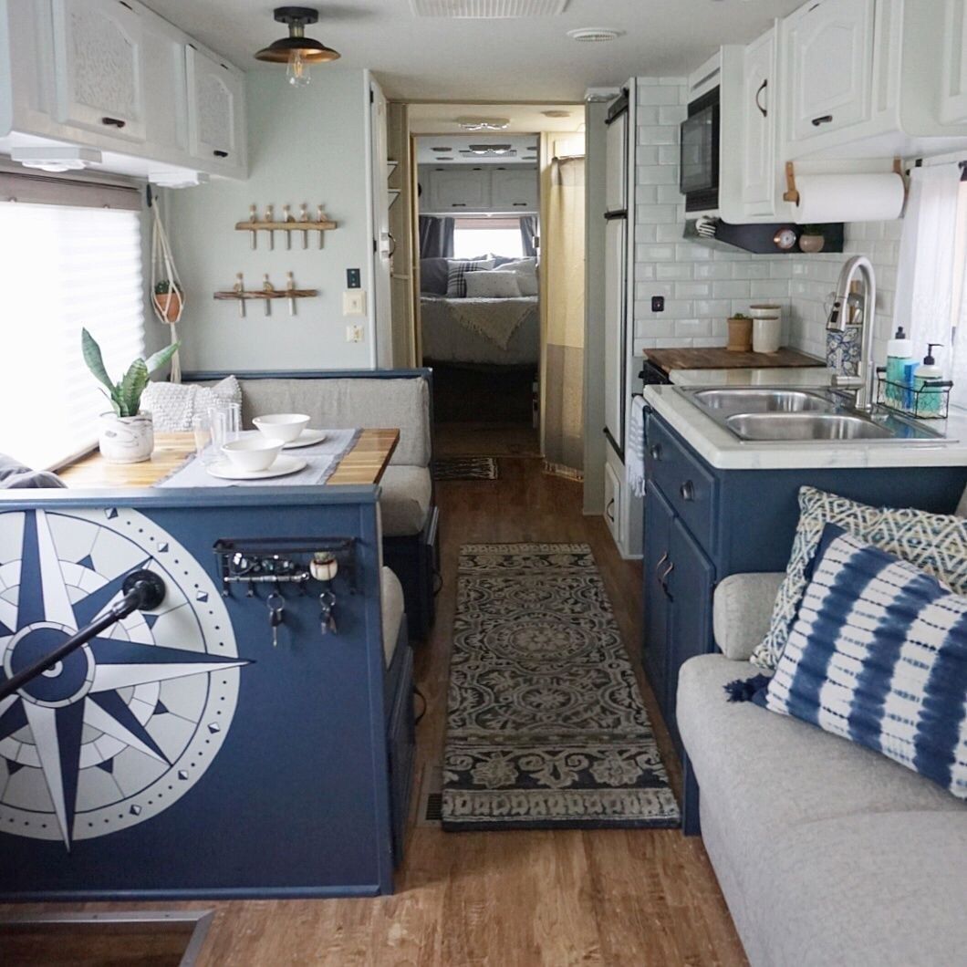 47 Stunning Rv Travel Trailer Makeover Ideas Camper Trailer Remodel Remodeled