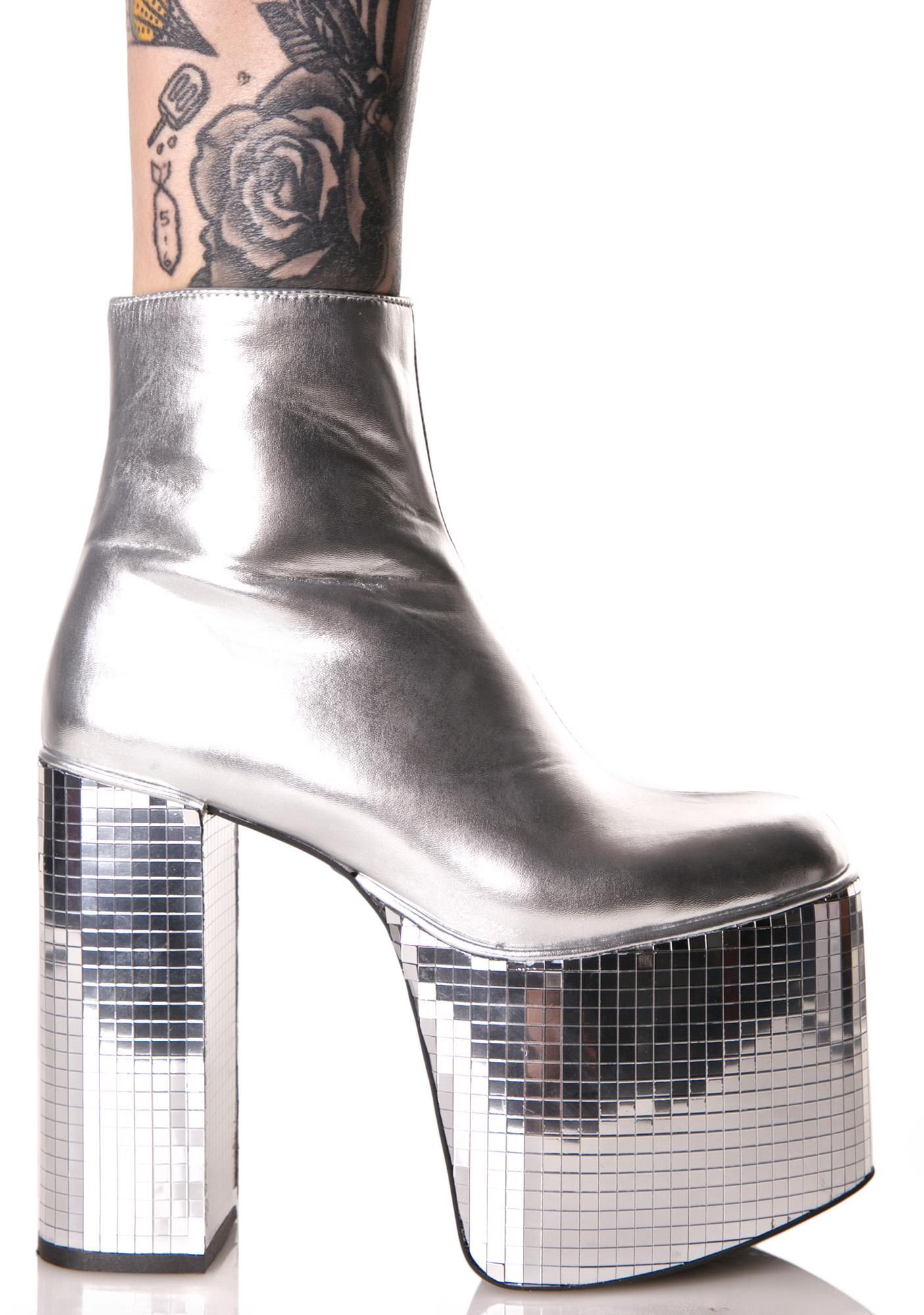 silver disco heels