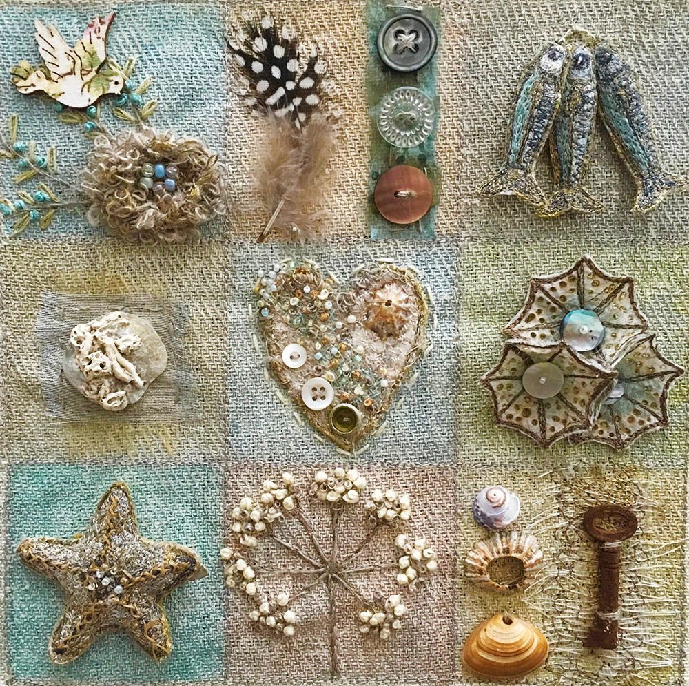 How To Frame A Piece Of Fabric Coloring Pages 3 Coastal Collection Corinne Young Textiles Textile art, Fabric art, Fiber art