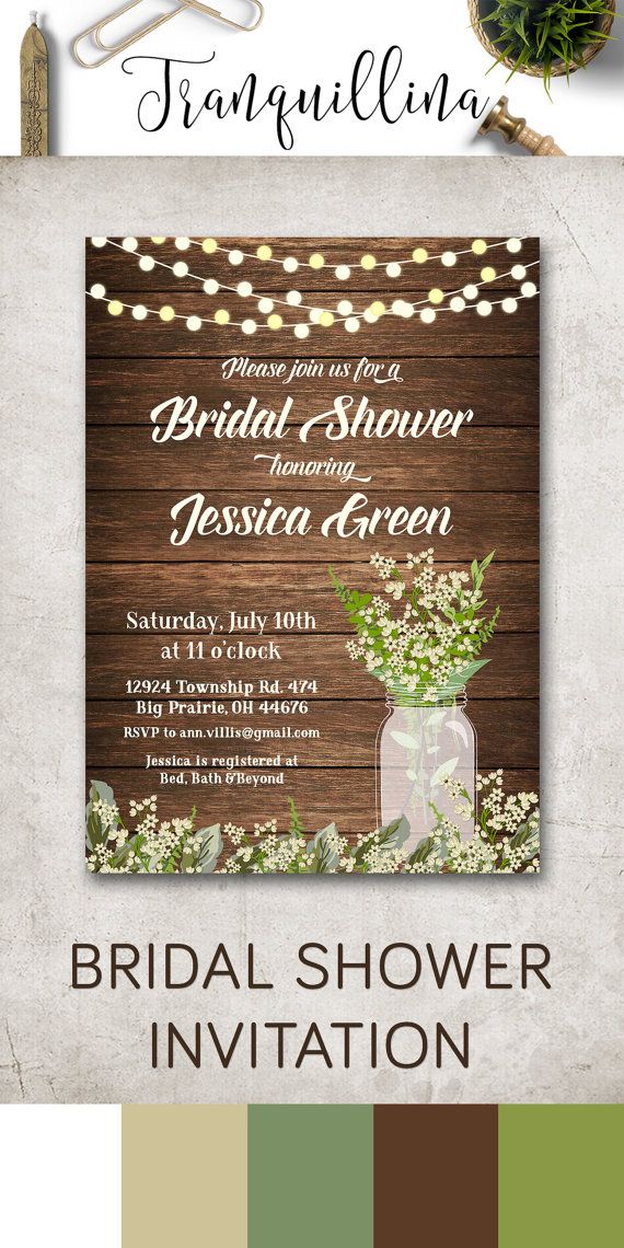 Rustic Bridal Shower Invitation Printable Rustic Bridal Shower Invitation Printable Mason Jar Spring Babys Breath