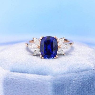2Ct Cushion Cut Sapphire Vintage Engagement Ring, Cushion Sapphire Eng - Giliarto Bezel Set Engagement Ring, Vintage Engagement Rings Sapphire, Engagement Rings Cushion, Engagement Rings Marquise, Moissanite Engagement Ring, 14k Rose Gold Ring, Gold Rings, Featured Jewelry, Sapphire Color
