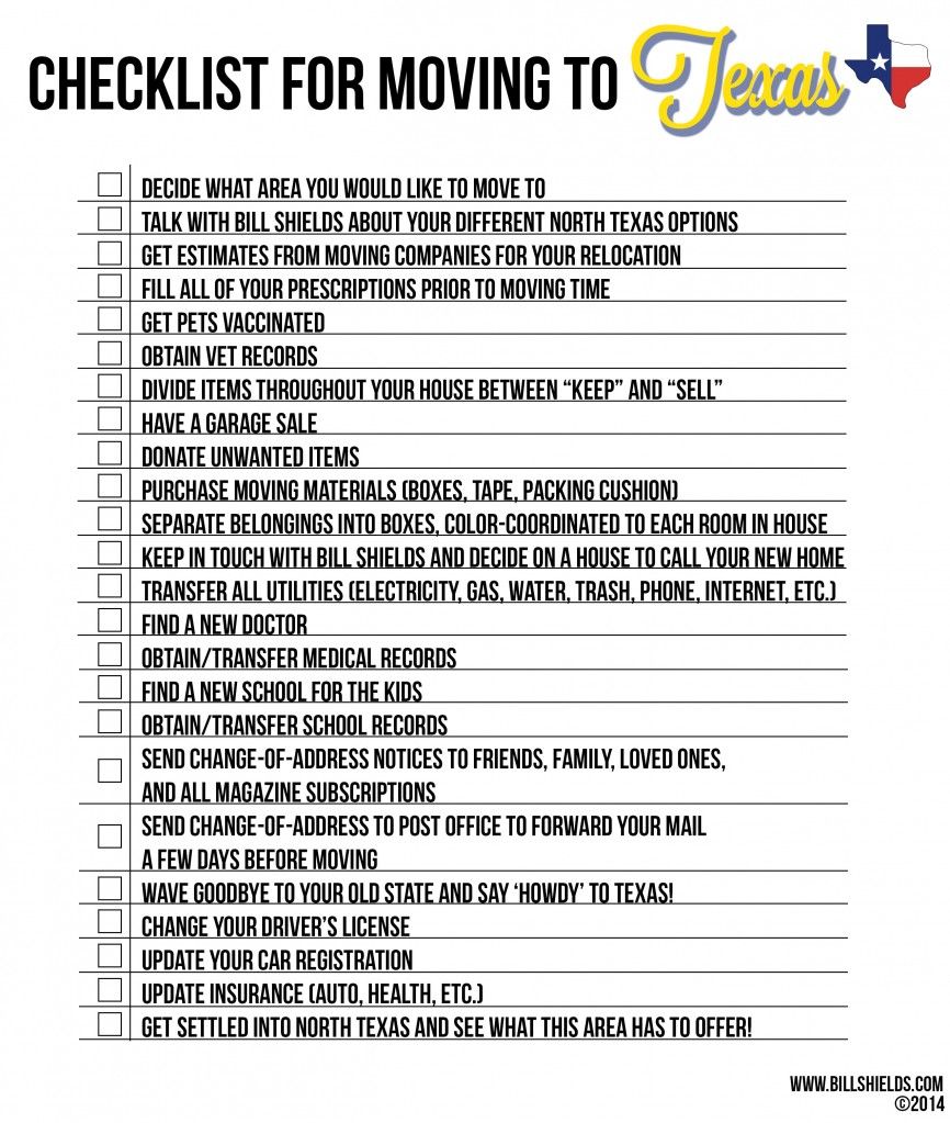 handy checklist for moving to texas great for all those relocating checklist