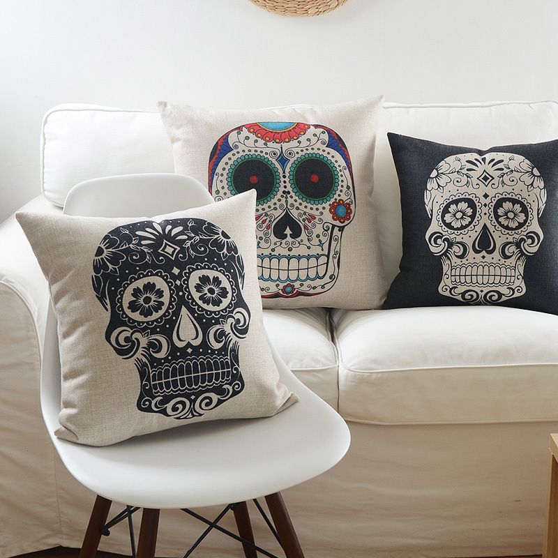 18" Skull Geometry Cotton Linen Pillow Case Sofa Throw Cushion Cover Home Decor 18" Skull Geometry Cotton Linen Pillow Case Sofa Throw Cushion Cover Home Decor