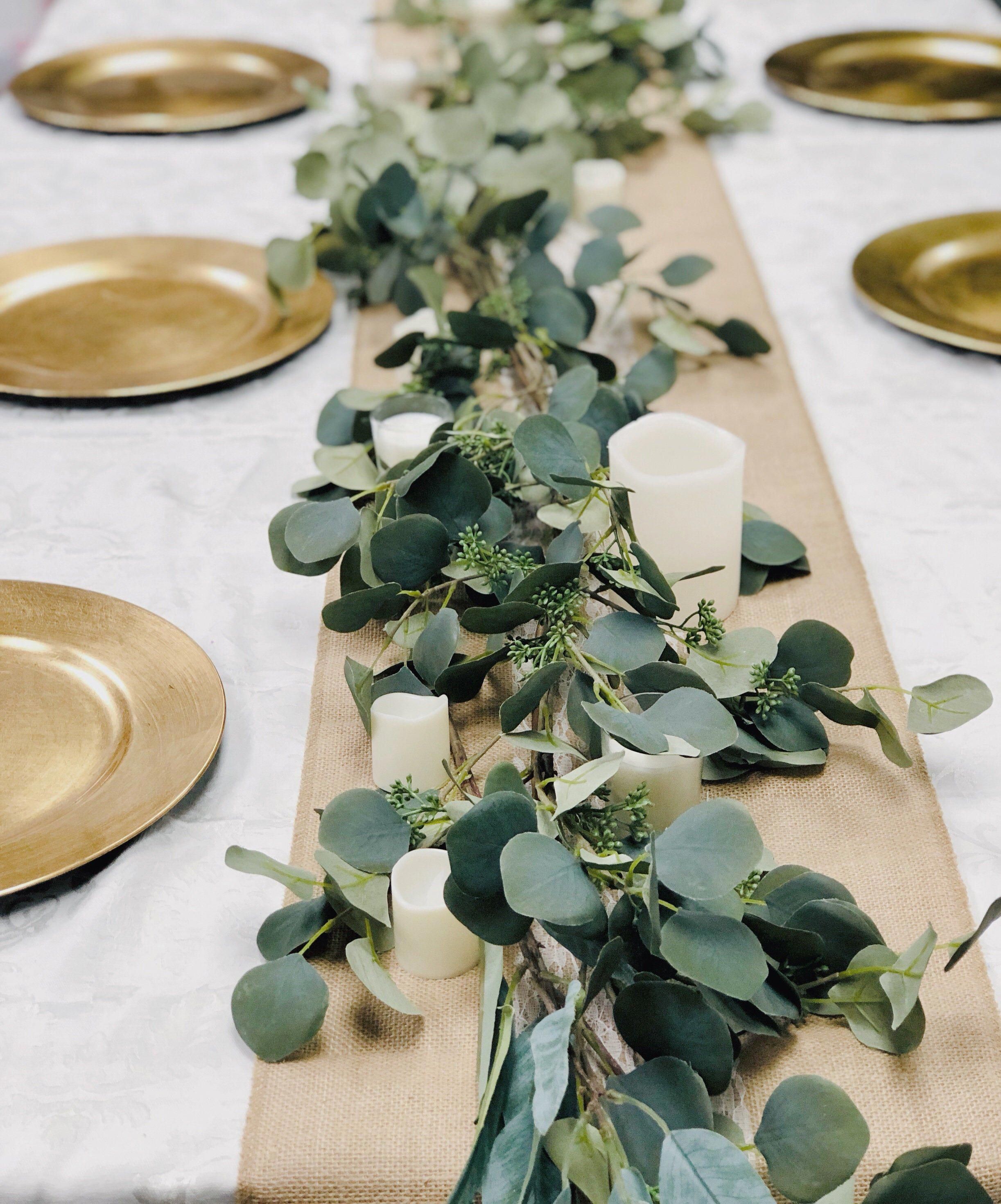 Sentimental revamped wedding centerpiece diy Greenery garland