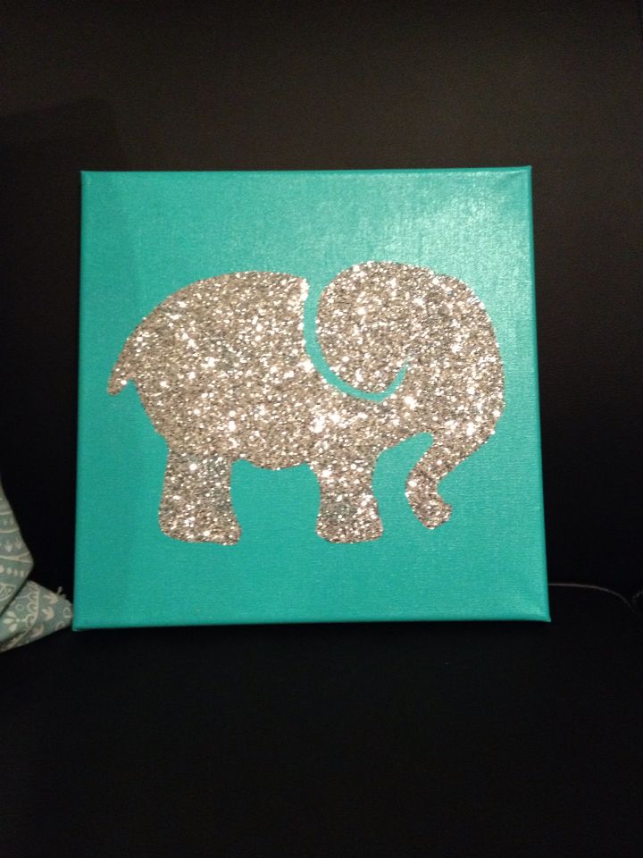 Glitter elephant canvas painting! Elephant painting