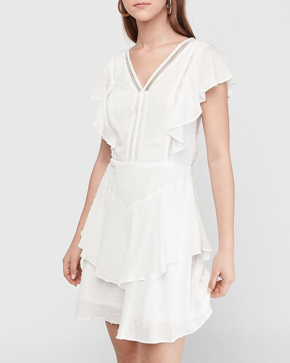 flutter sleeve dress white flutter sleeve dress white