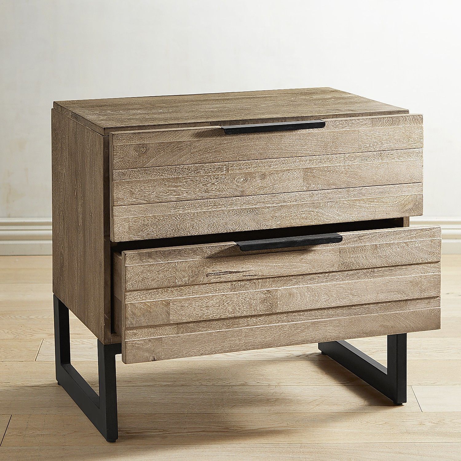 Pierce Stone Gray Wash Bedside Chest Bedside Chest Mirrored