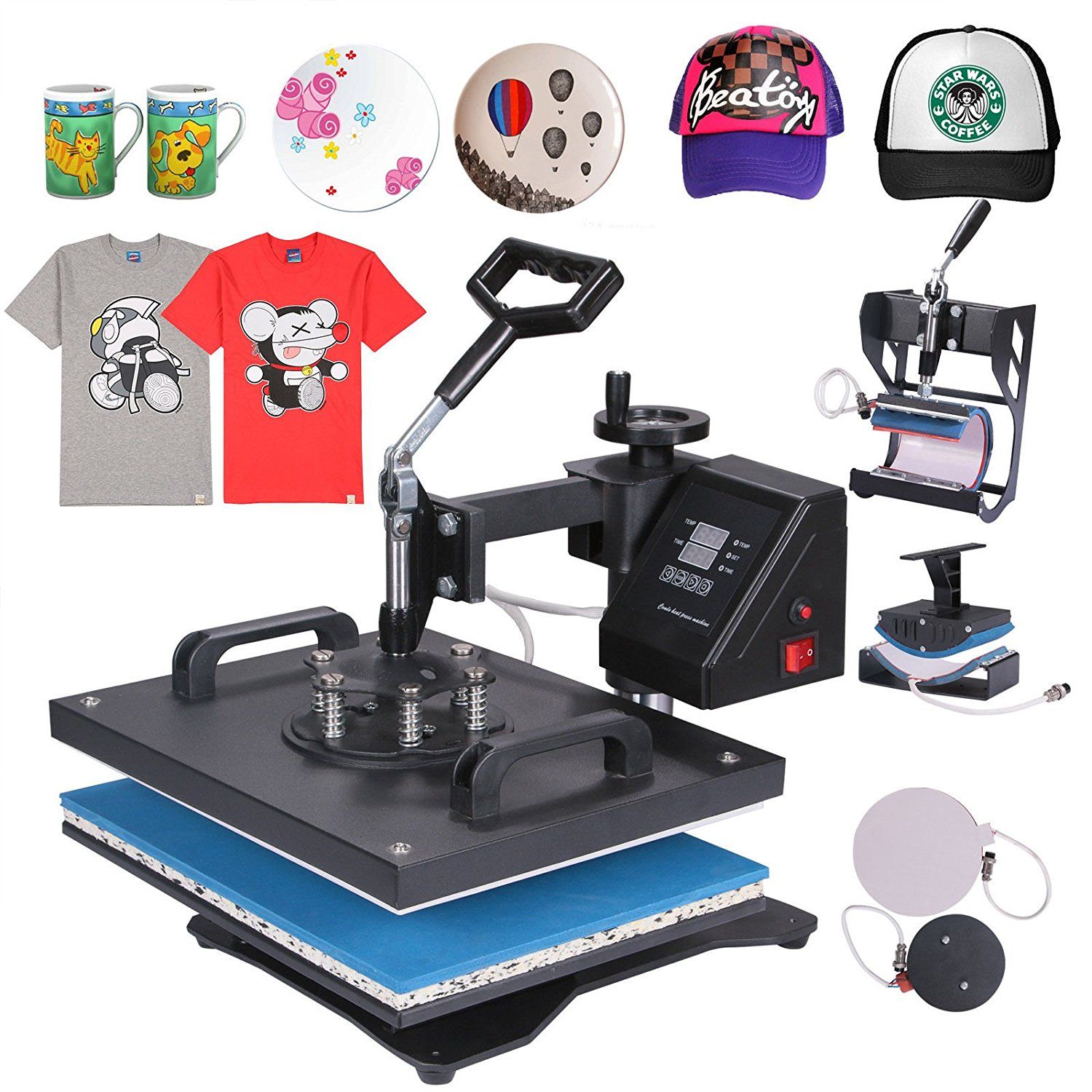 Ktaxon Pro 5 In 1 Digital Control Transfer Sublimation Power Hot Heat Press Machine Diy Hat Mug Plate Cap Cup T Shirt Printing Multifunction Black Walmart Com In 2021 Heat Press Machine Heat Press Best Heat Press