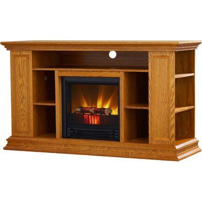 Portland 50 Tv Stand With Electric Fireplace Light Oak Entertainment Electric Fireplace Tv Stand, Light Oak Electric Fireplace Entertainment Center