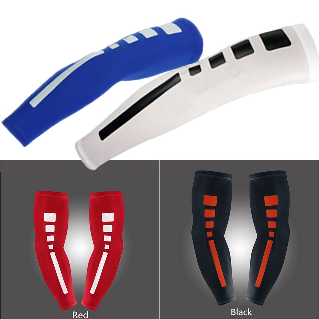 Arm Sleeve Cycling Compression Arm Warmers Elbow Protector Pads Support