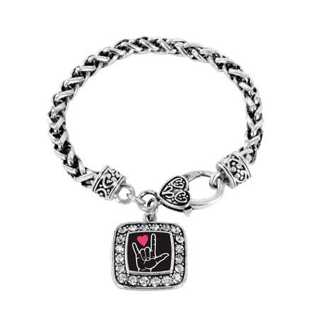 Endometriosis Support Classic Braided Silver Plated Square Charm Bracelet