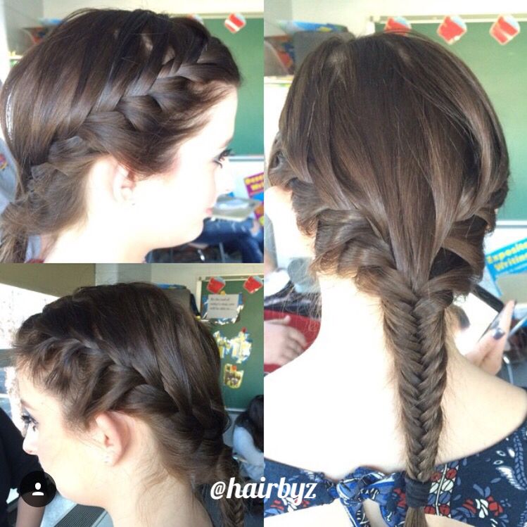 Two French braids into a fishtail braid💁🏼 Two french braids, Fish