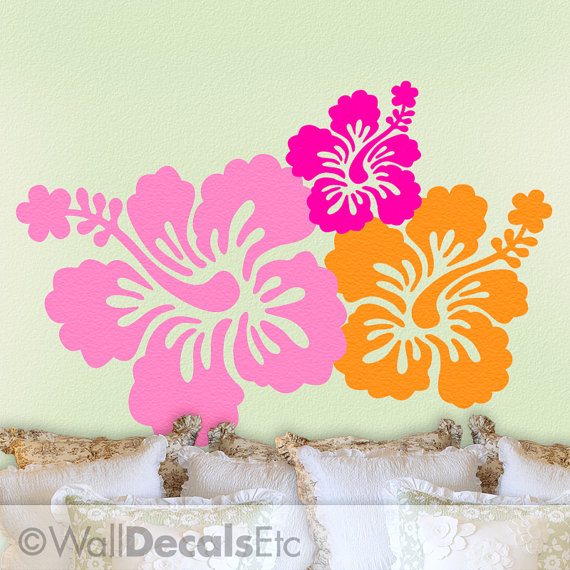 Tropical Decor Hibiscus Decal Hawaiian Flowers 7 Wall Tropical Decor Hibiscus Decal Hawaiian Flowers 7 Wall Decals Hawaii Vinyl