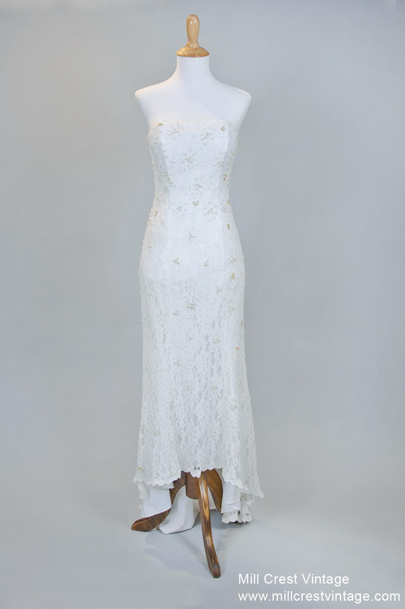 1980 Embellished Strapless Vintage Wedding Gown Wedding